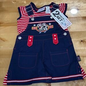 Raggedy Ann & Andy Jumper Set Kids 12M Navy Red NWT Vintage Style Embroidered